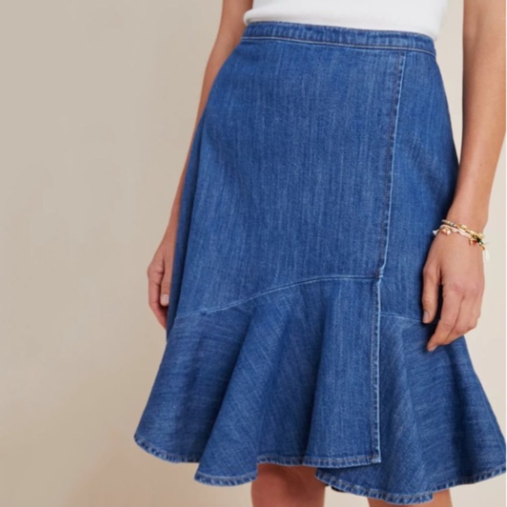 Anthropologie Pilcro Flounced Denim Skirt